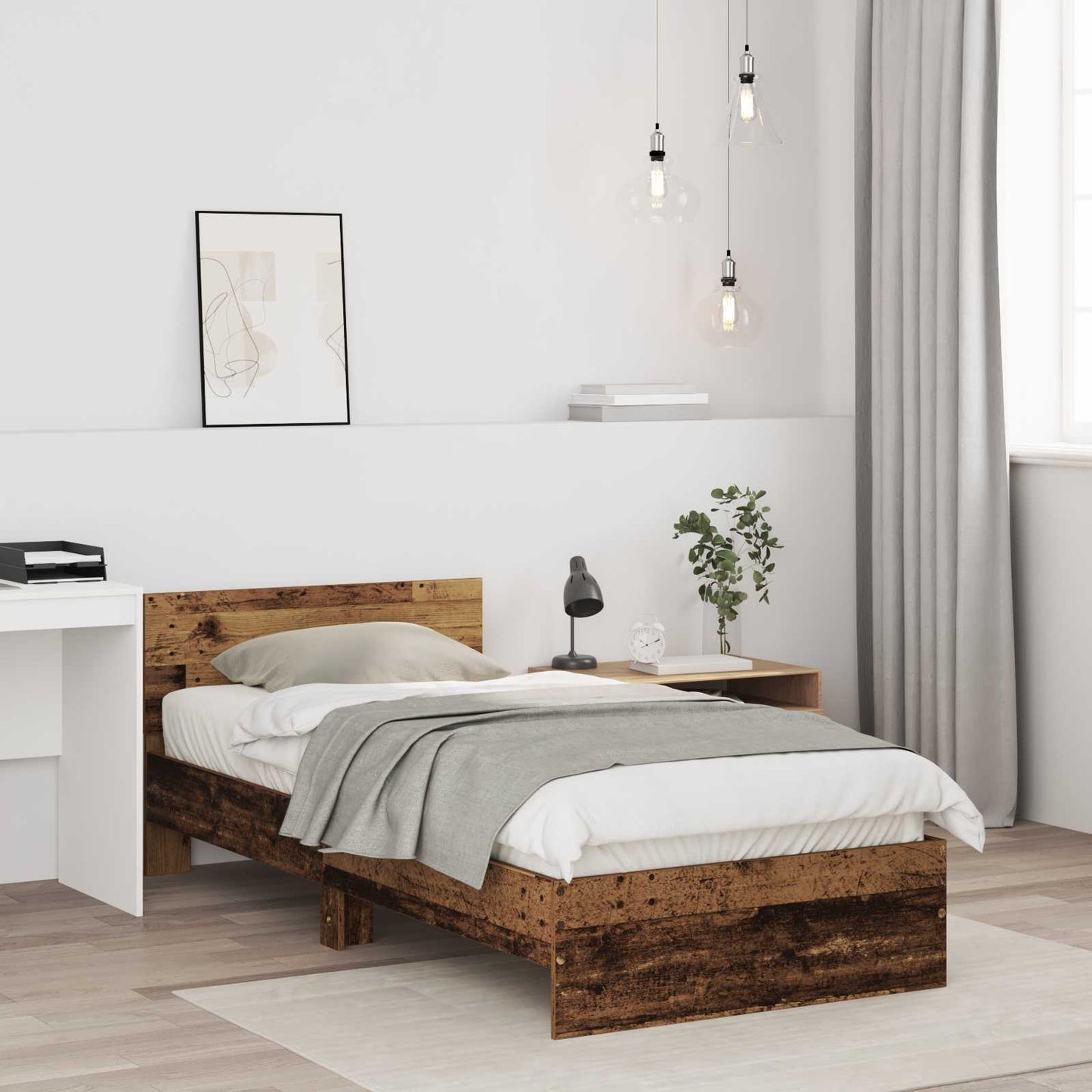 vidaXL Κρεβάτι με Κεφαλάρι Παλαιωμένο ξύλο 80 x 200 cm