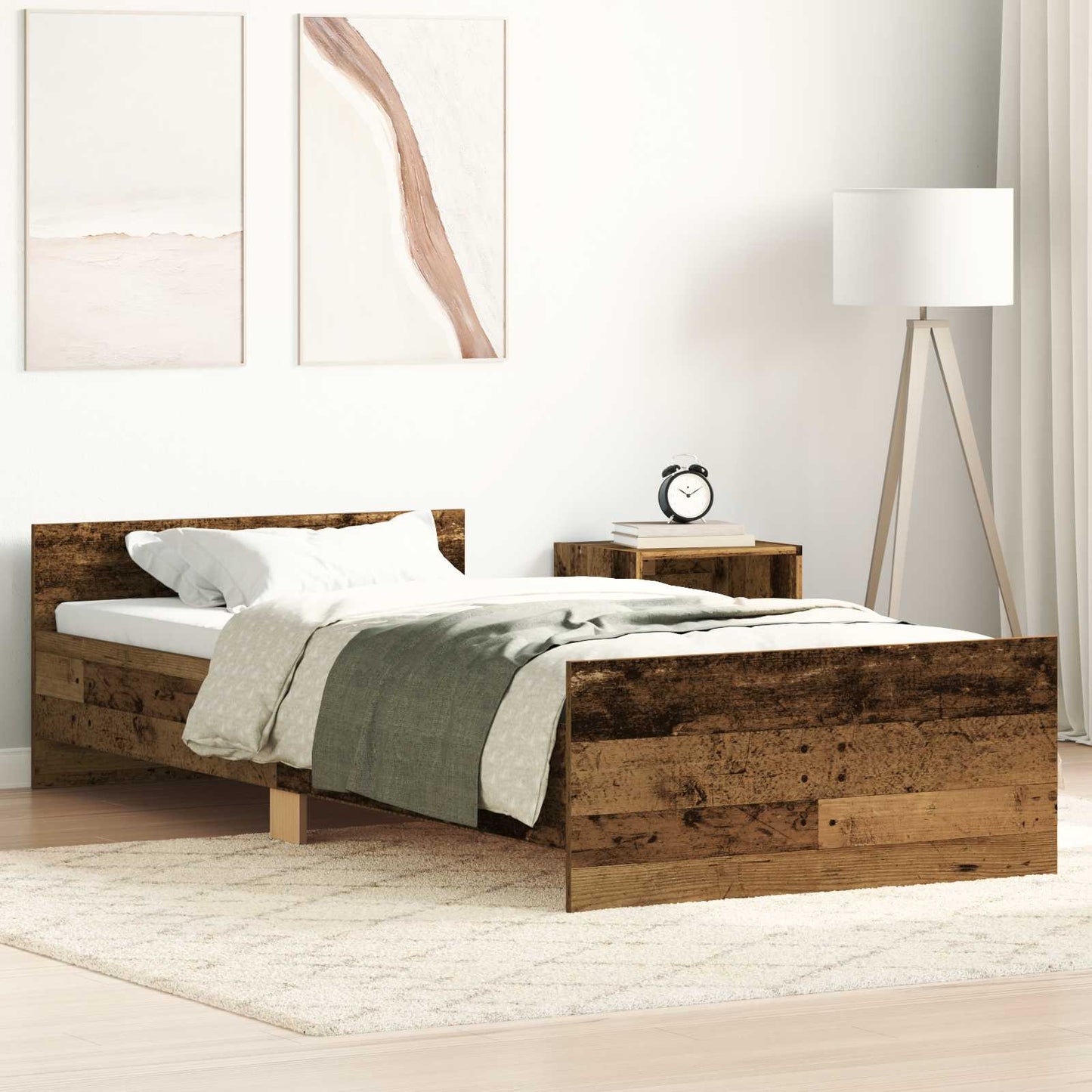 vidaXL Κρεβάτι με Κεφαλάρι Παλαιωμένο ξύλο 80 x 200 cm