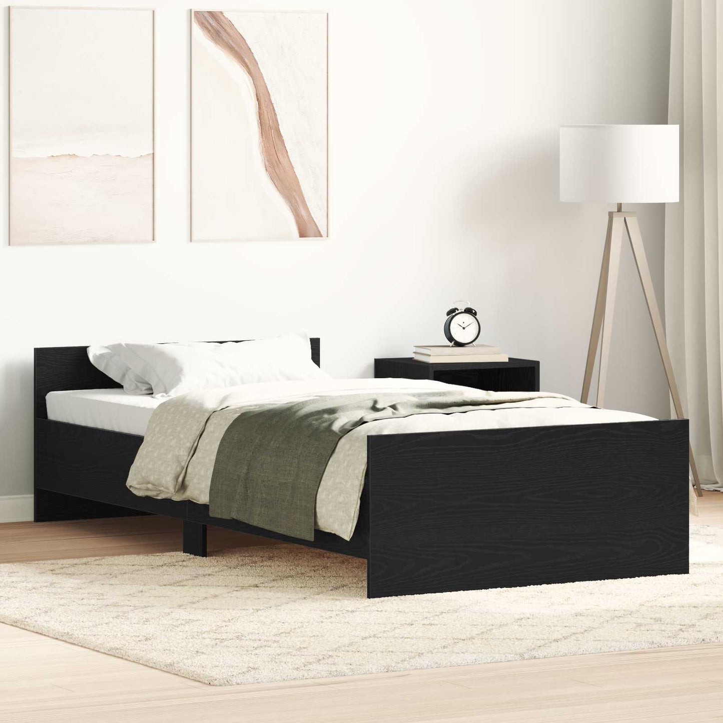 vidaXL Κρεβάτι με Κεφαλάρι Μαύρη Δρυς 80 x 200 cm Επεξεργασμένο Ξύλο