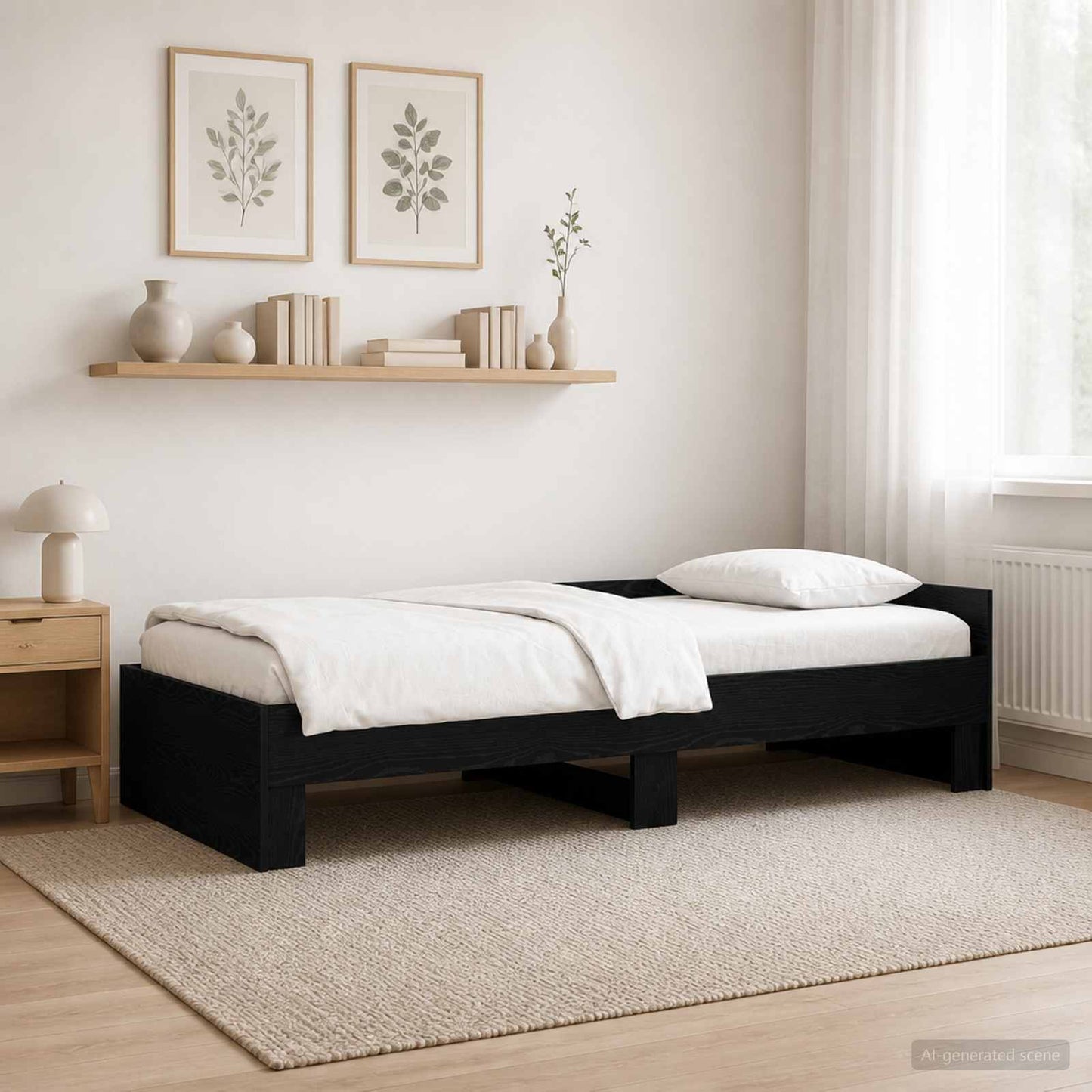 vidaXL Κρεβάτι με Κεφαλάρι Μαύρη Δρυς 80 x 200 cm Επεξεργασμένο Ξύλο