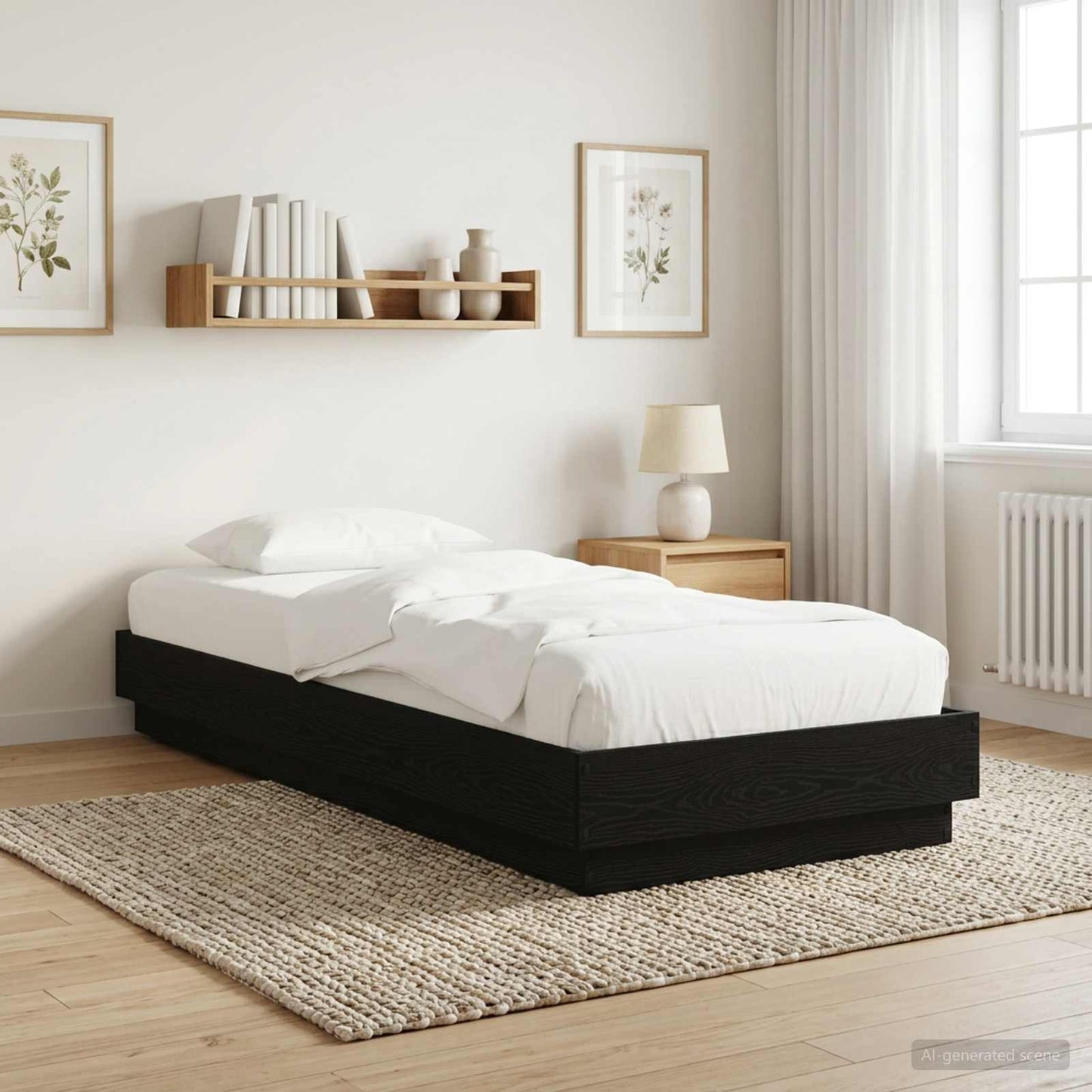vidaXL Κρεβάτι δαπέδου Μαύρη Δρυς 80 x 200 cm Επεξεργασμένο Ξύλο