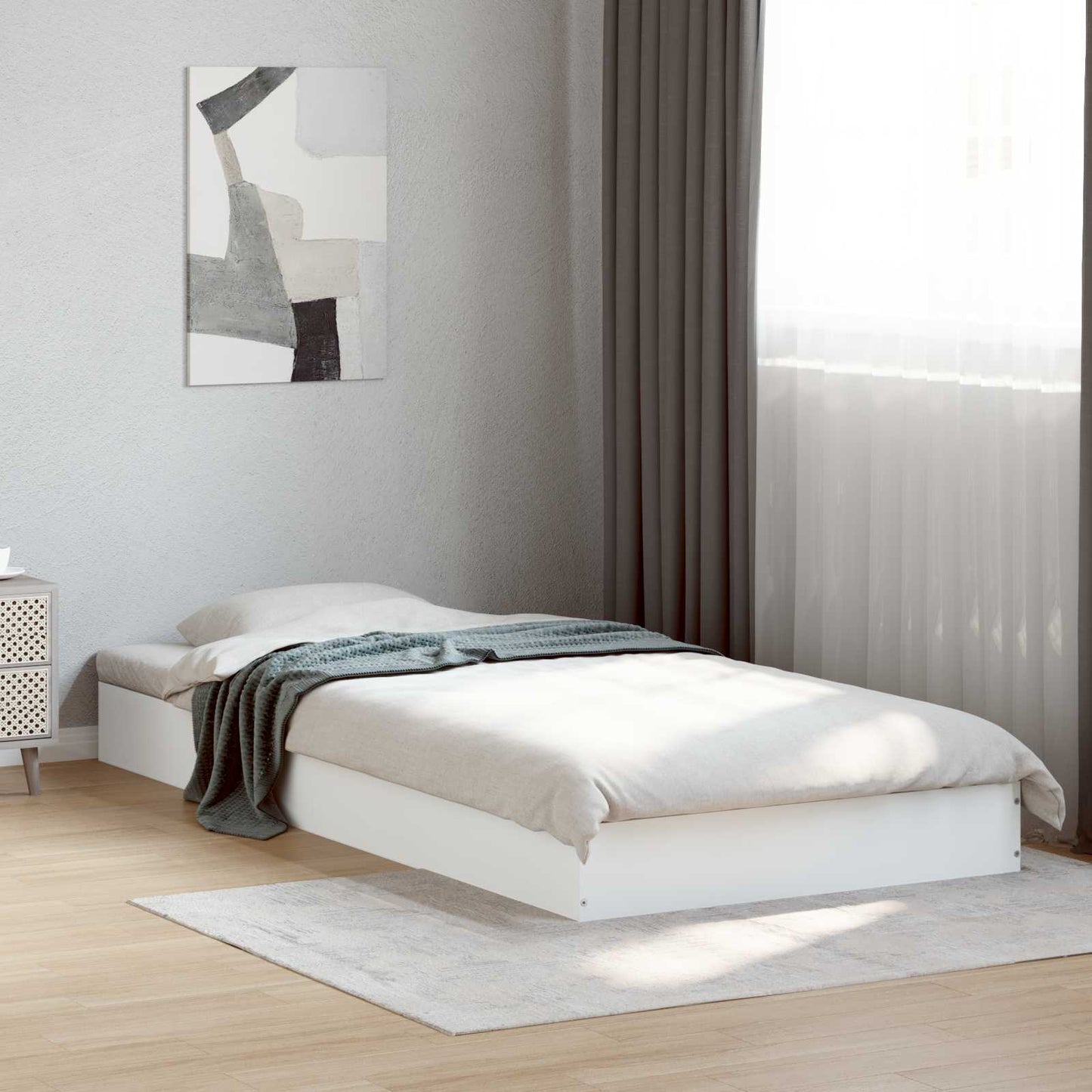 vidaXL Κρεβάτι δαπέδου Λευκό 80 x 200 cm Επεξεργασμένο Ξύλο