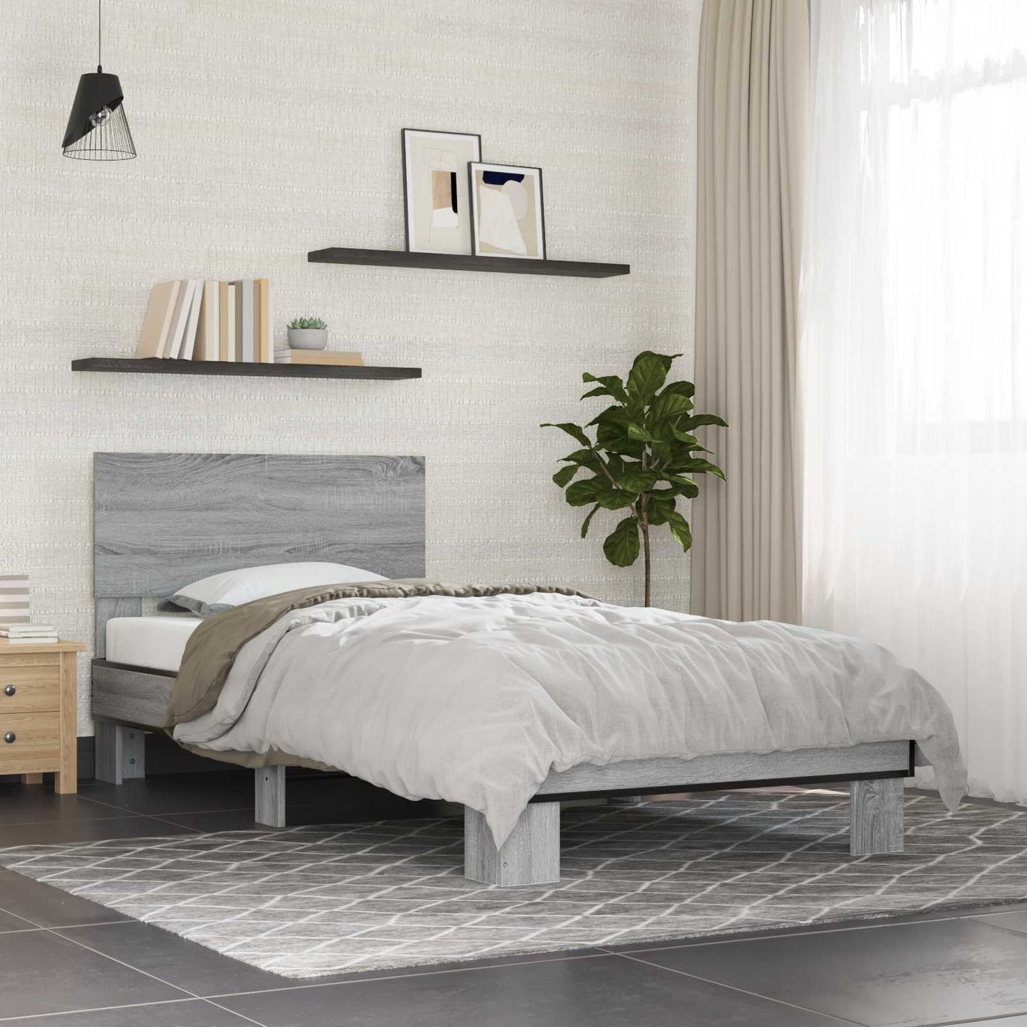 vidaXL Κρεβάτι με Κεφαλάρι Γκρι Sonoma 80 x 200 cm Επεξεργασμένο Ξύλο