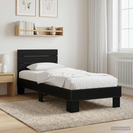 vidaXL Κρεβάτι με Κεφαλάρι Μαύρη Δρυς 80 x 200 cm Επεξεργασμένο Ξύλο
