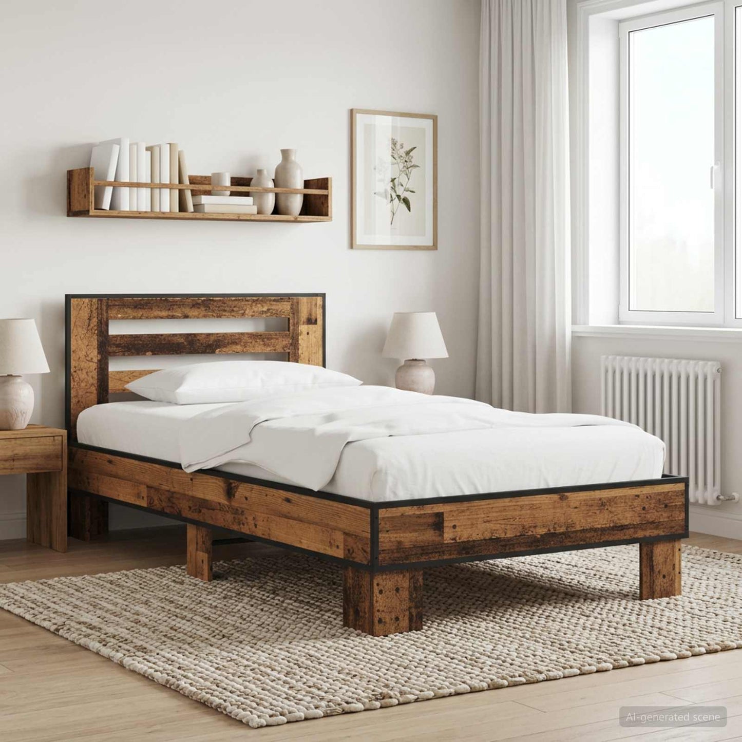 vidaXL Κρεβάτι με Κεφαλάρι Παλαιωμένο ξύλο 80 x 200 cm