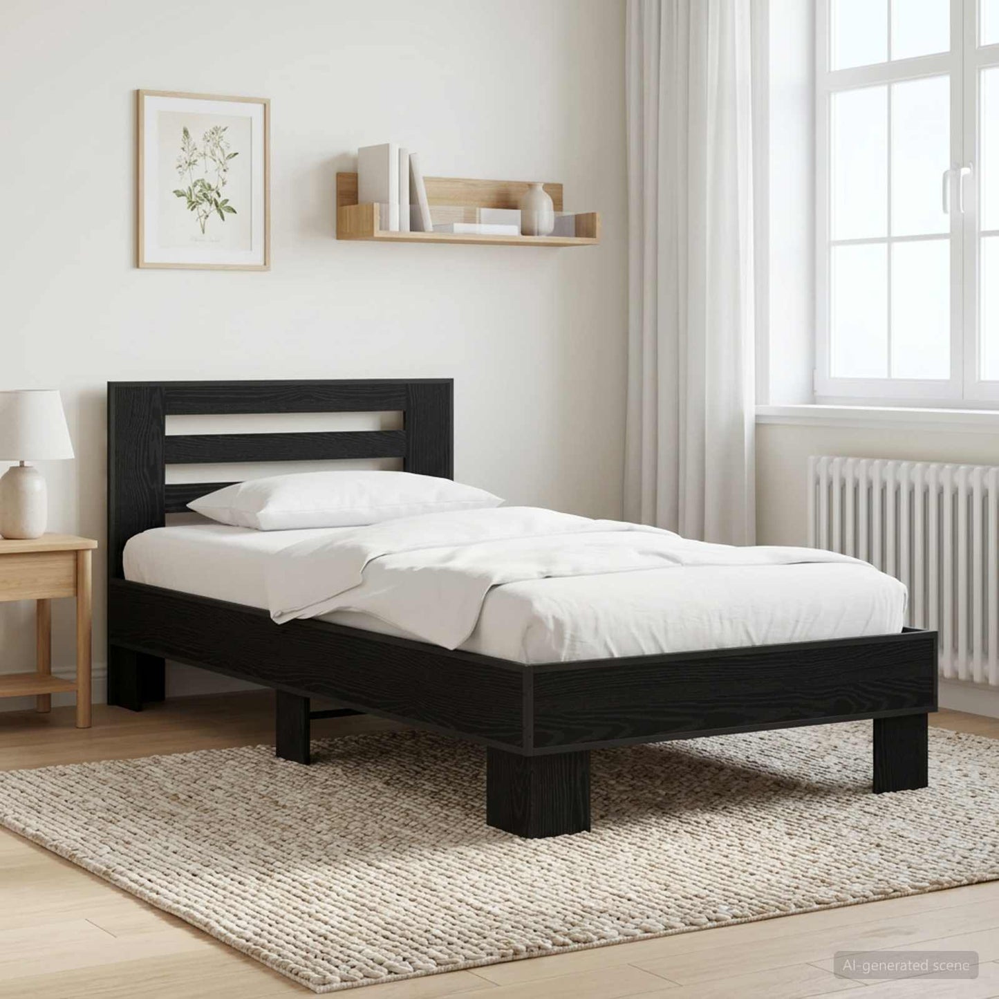 vidaXL Κρεβάτι με Κεφαλάρι Μαύρη Δρυς 80 x 200 cm Επεξεργασμένο Ξύλο