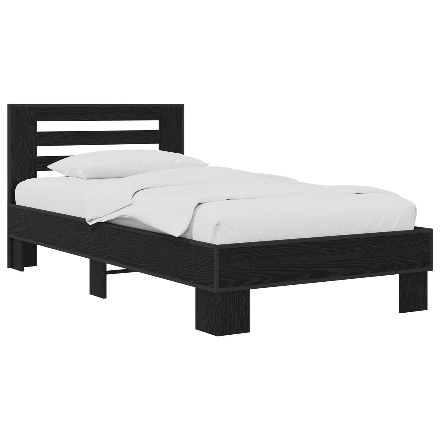 vidaXL Κρεβάτι με Κεφαλάρι Μαύρη Δρυς 80 x 200 cm Επεξεργασμένο Ξύλο