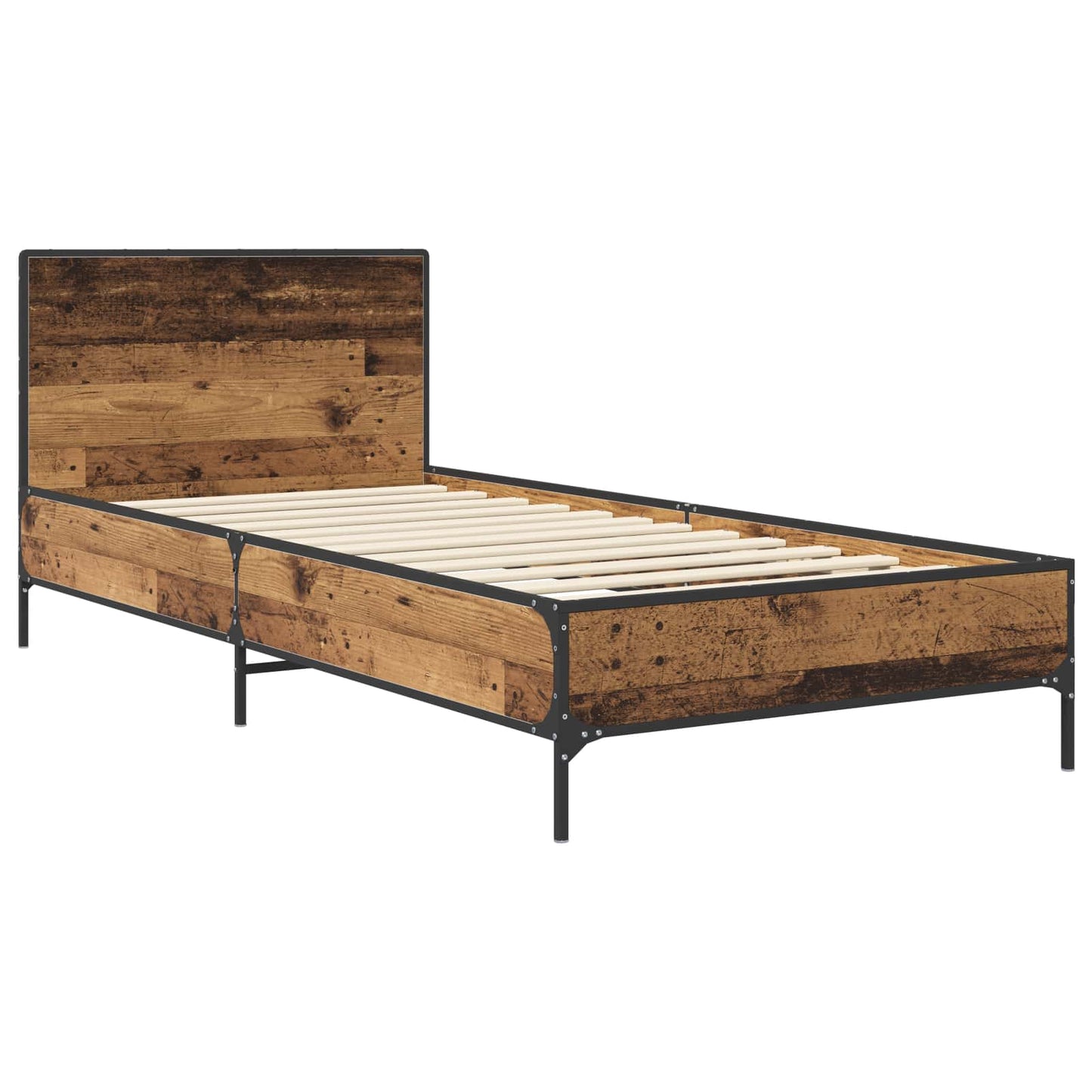 vidaXL Κρεβάτι με Κεφαλάρι Παλαιωμένο ξύλο 80 x 200 cm