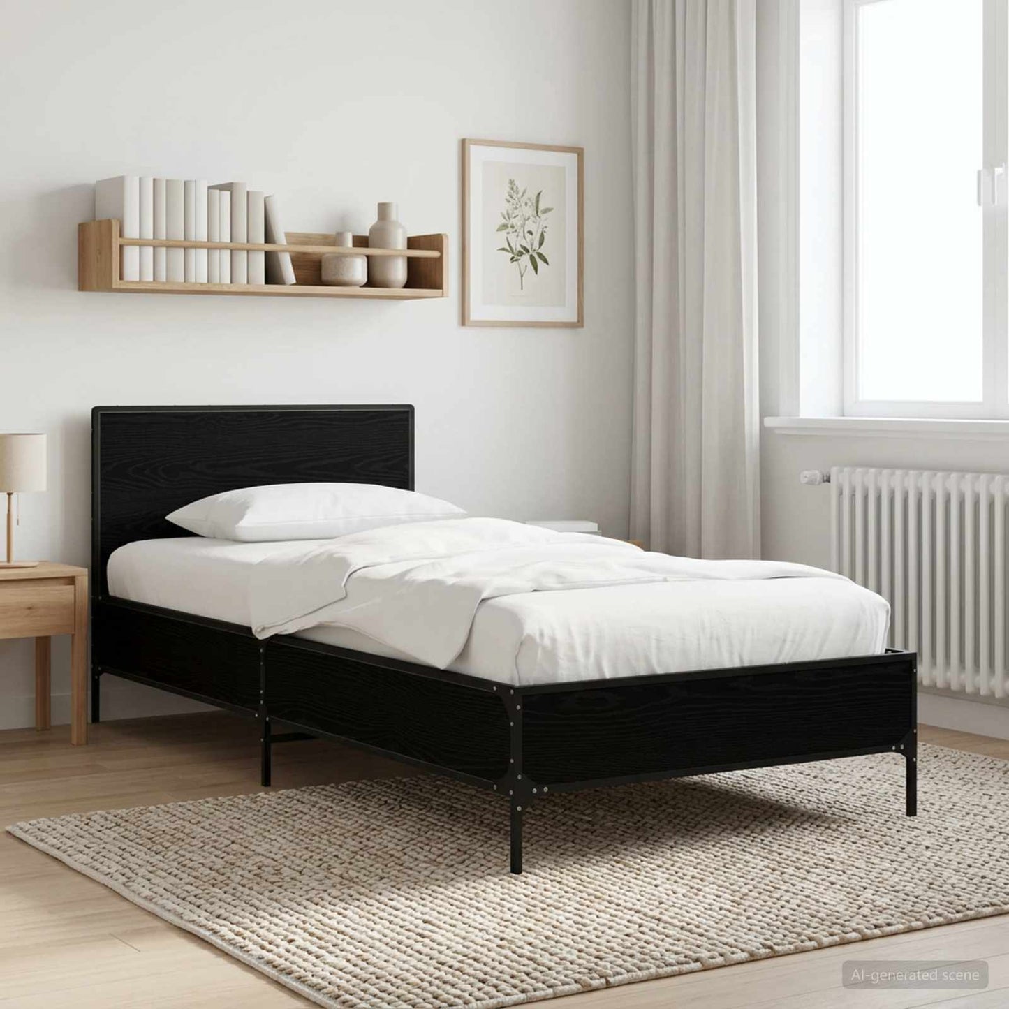 vidaXL Κρεβάτι με Κεφαλάρι Μαύρη Δρυς 80 x 200 cm Επεξεργασμένο Ξύλο