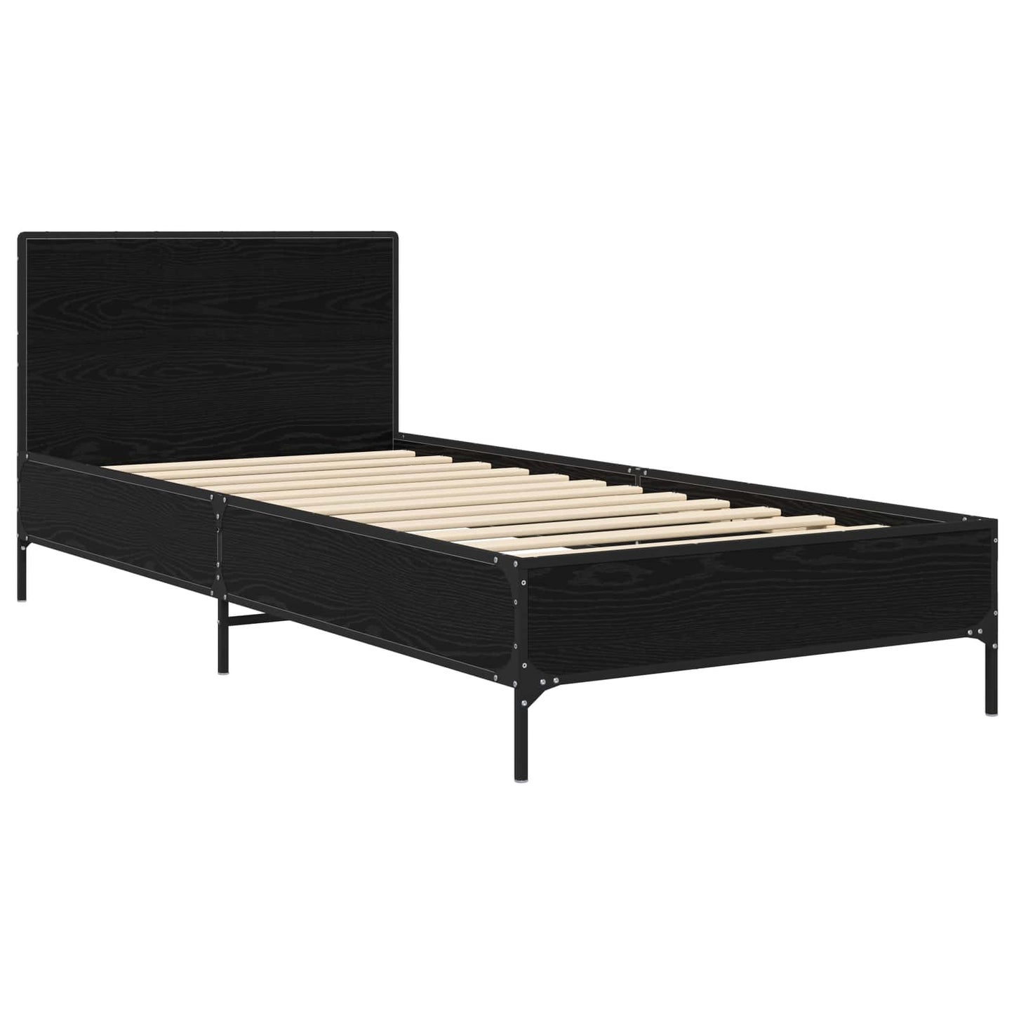 vidaXL Κρεβάτι με Κεφαλάρι Μαύρη Δρυς 80 x 200 cm Επεξεργασμένο Ξύλο
