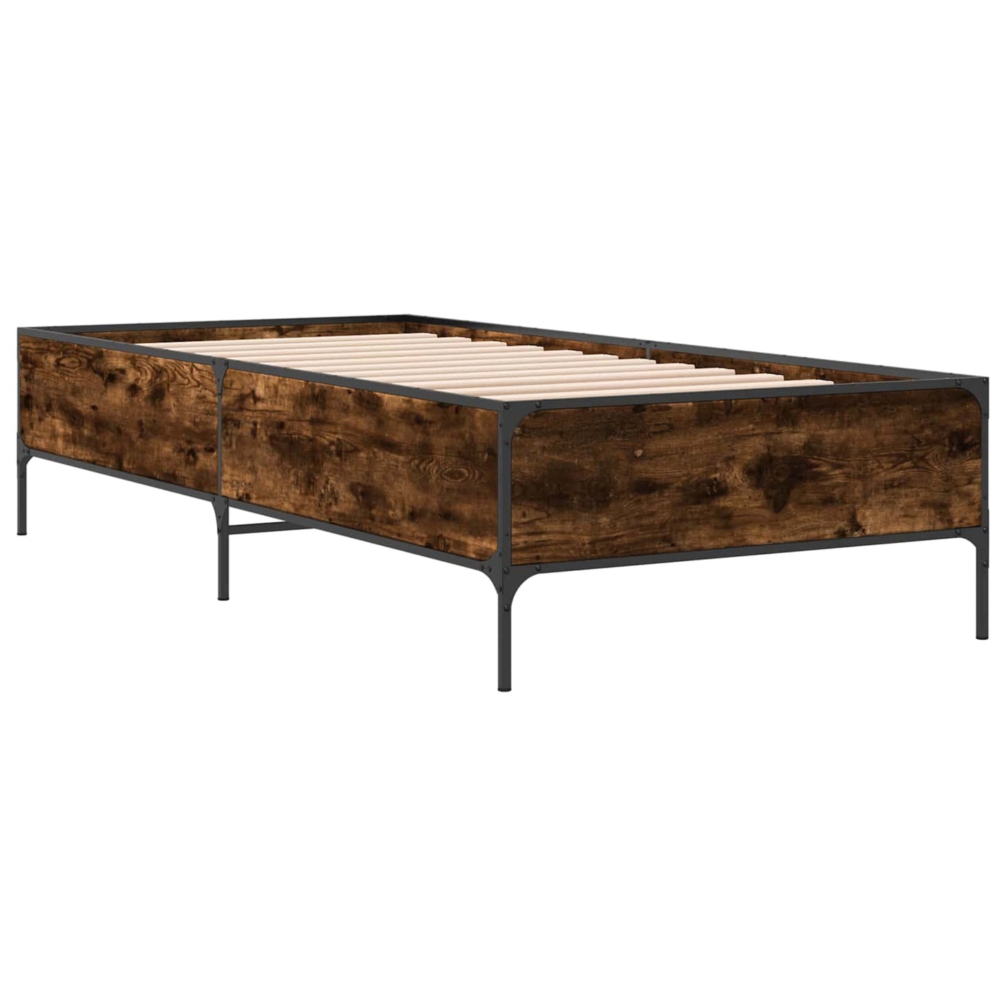 vidaXL Σκελετός Κρεβατιού Καπνιστό Δρύς 80 x 200 cm Επεξεργασμένο Ξύλο
