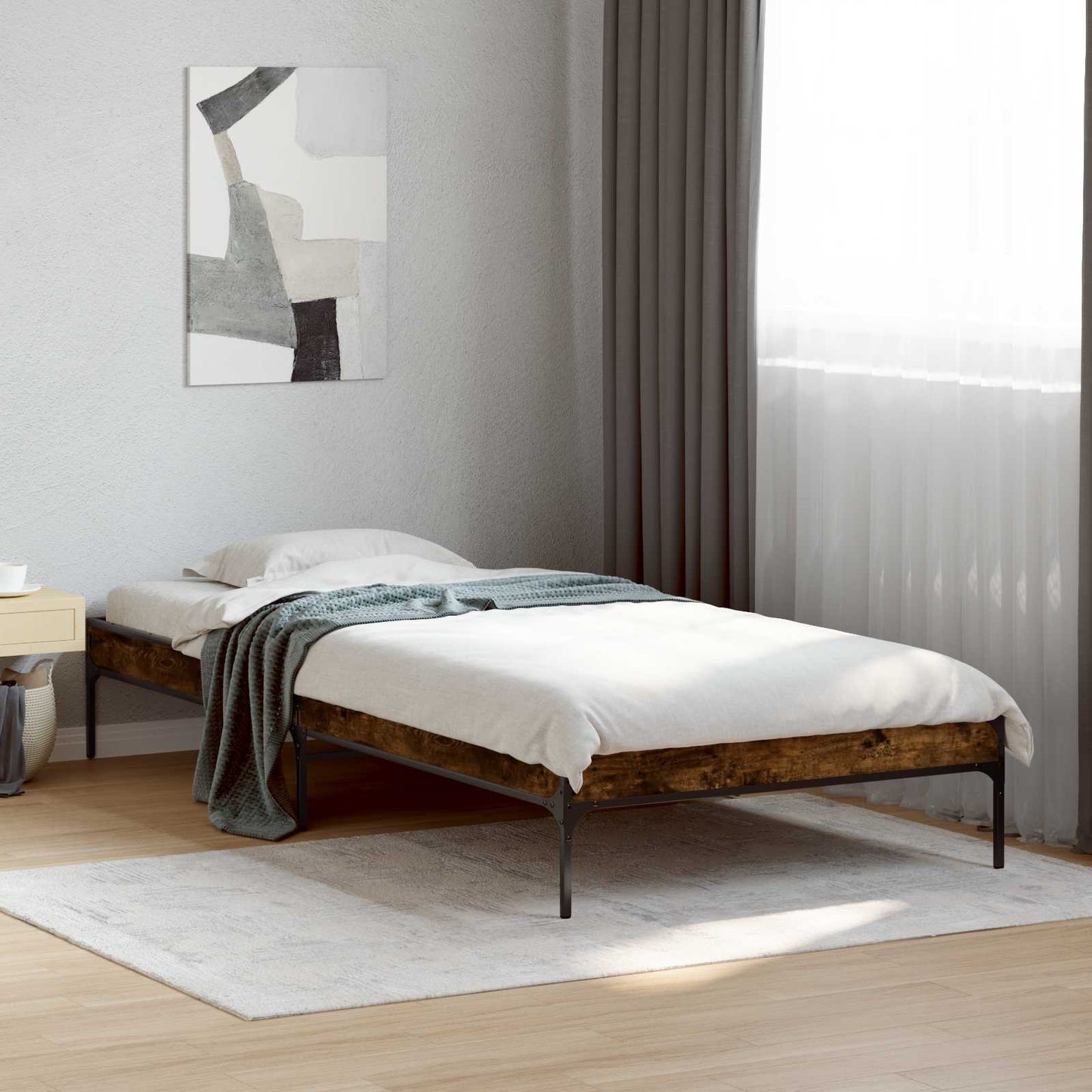 vidaXL Σκελετός Κρεβατιού Καπνιστό Δρύς 80 x 200 cm Επεξεργασμένο Ξύλο