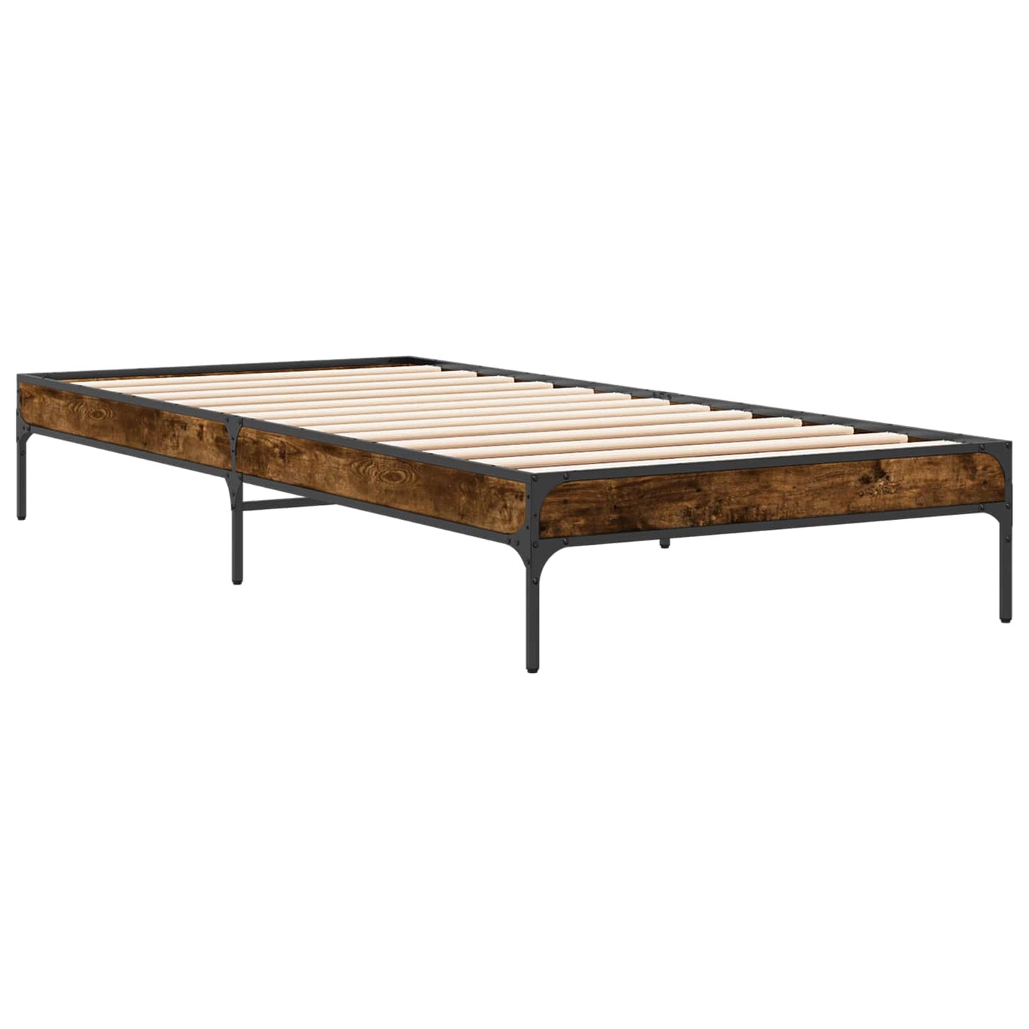 vidaXL Σκελετός Κρεβατιού Καπνιστό Δρύς 80 x 200 cm Επεξεργασμένο Ξύλο