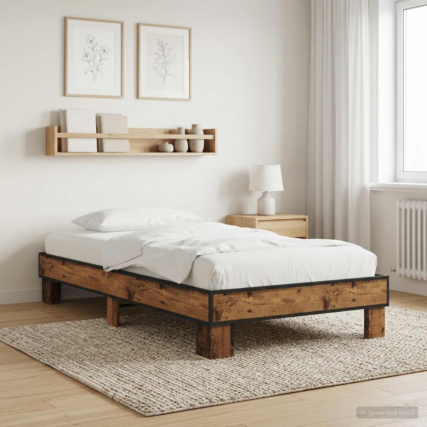 vidaXL Σκελετός Κρεβατιού Παλαιωμένο ξύλο 80 x 200 cm