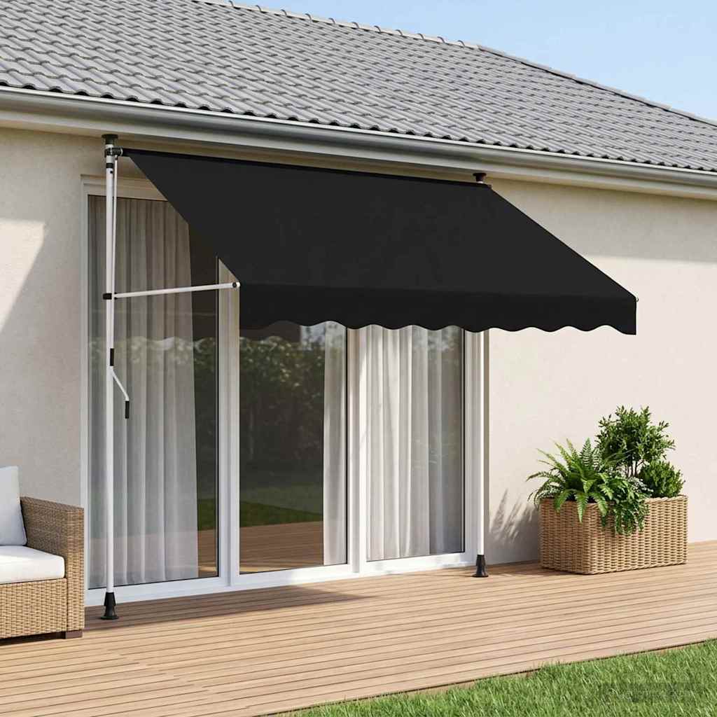 vidaXL Χειροκίνητη Ανακλινόμενη Σκίαση Μαύρο 250 cm