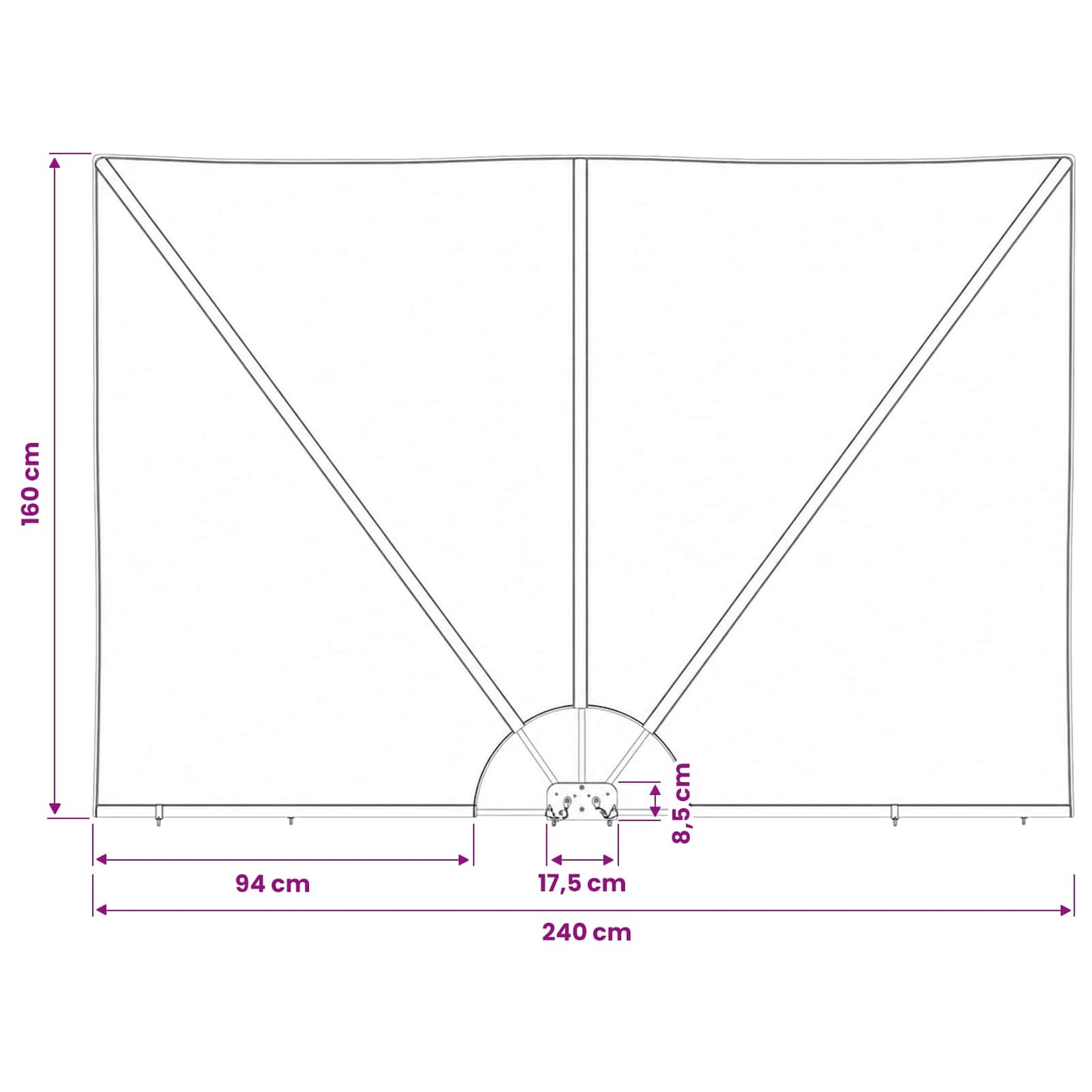 vidaXL Αδιάφανο σκίαστρο μπαλκονιού 200 x 400 cm Πολυεστέρας