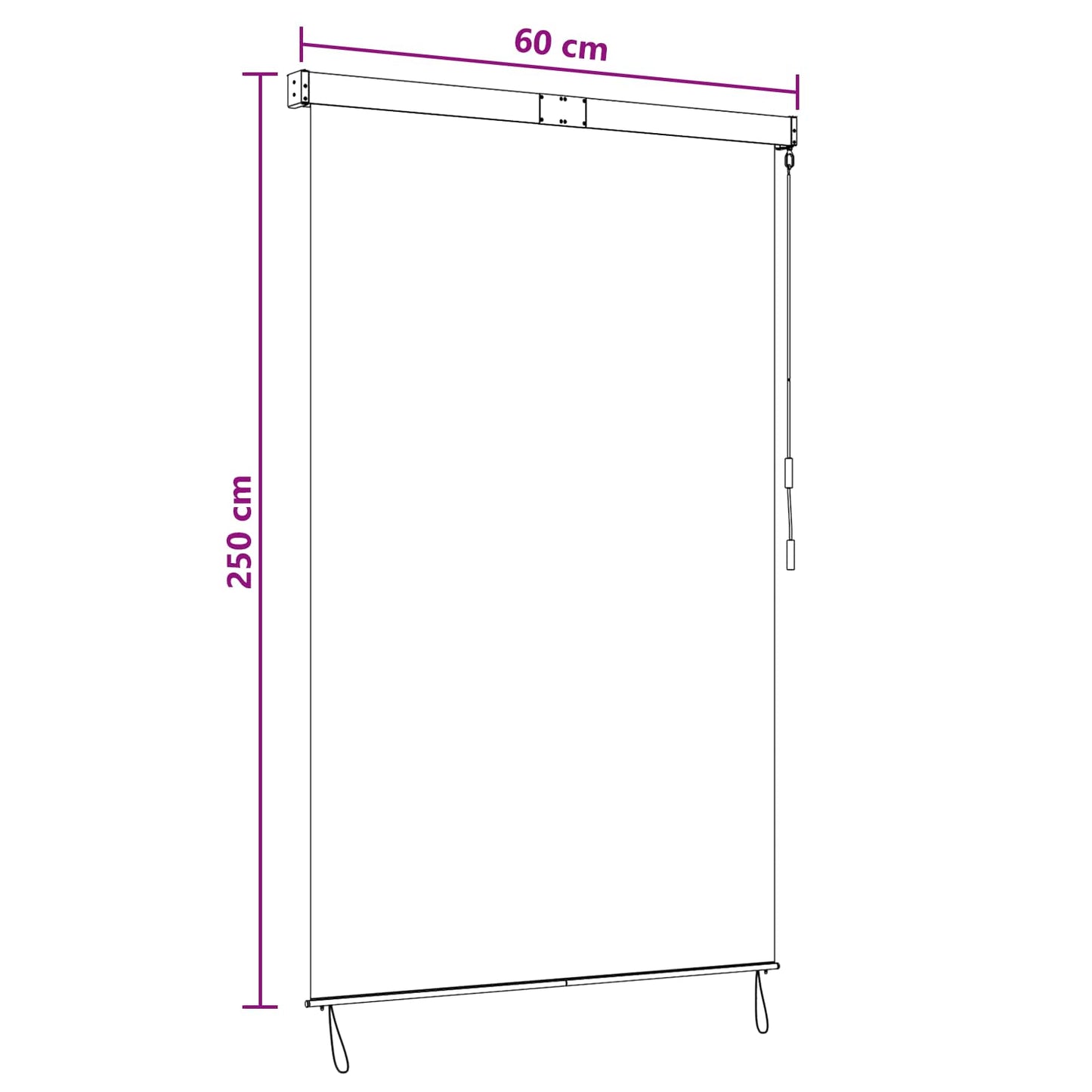 vidaXL Ρόλερ Πολύχρωμο 60 x 250 εκ. Ύφασμα και Αλουμίνιο
