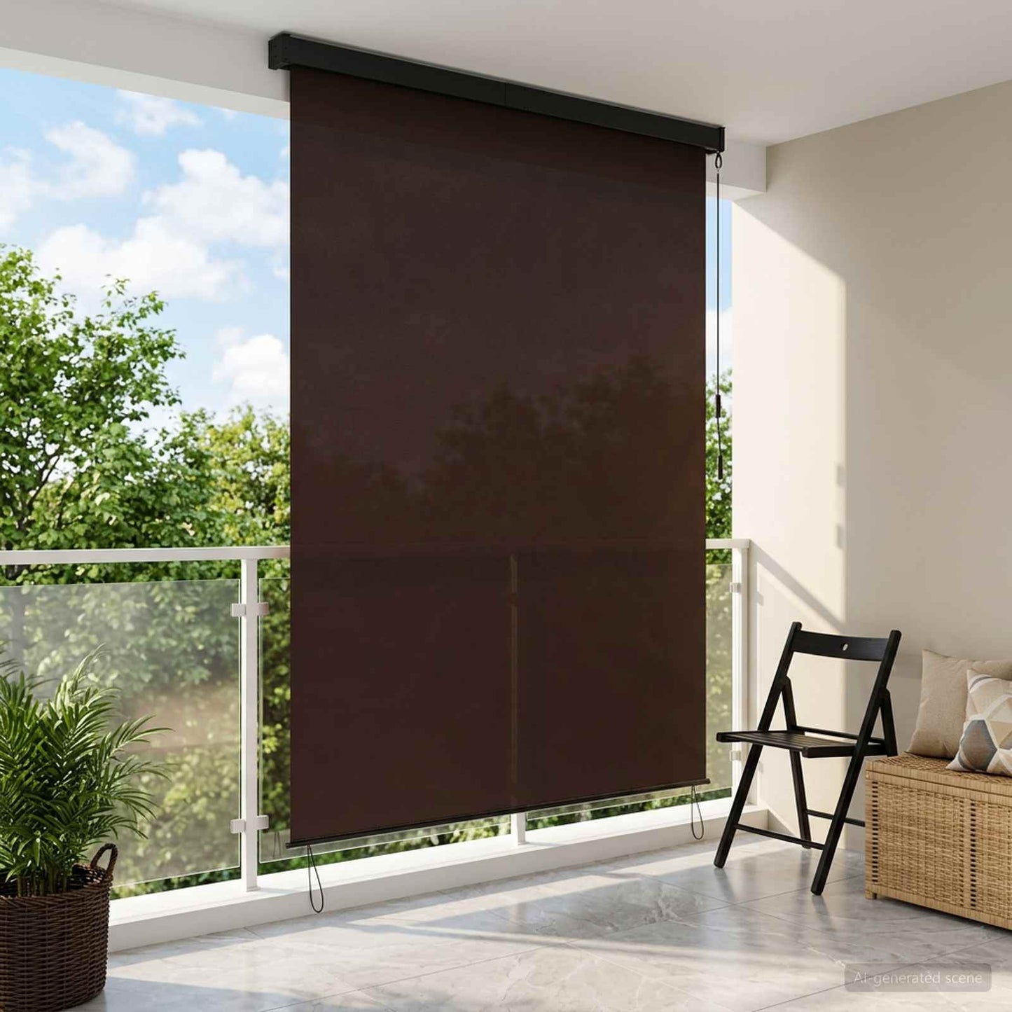 vidaXL Ρόλερ Καφέ 140 x 250 cm Ύφασμα και Αλουμίνιο