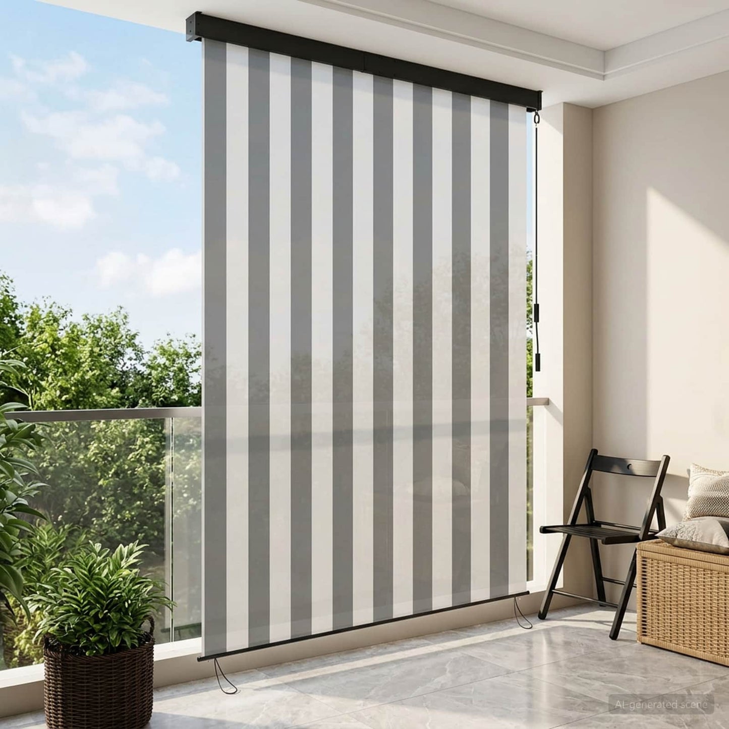 vidaXL Ρόλερ Γκρι και Λευκό 140 x 250 cm Ύφασμα και Αλουμίνιο