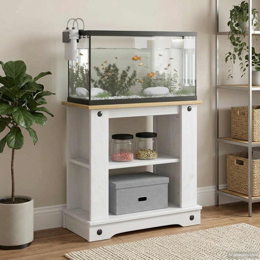vidaXL Βάση ενυδρείου CORONA Λευκό και Καφέ 60 x 30 x 60 cm 150 κιλά
