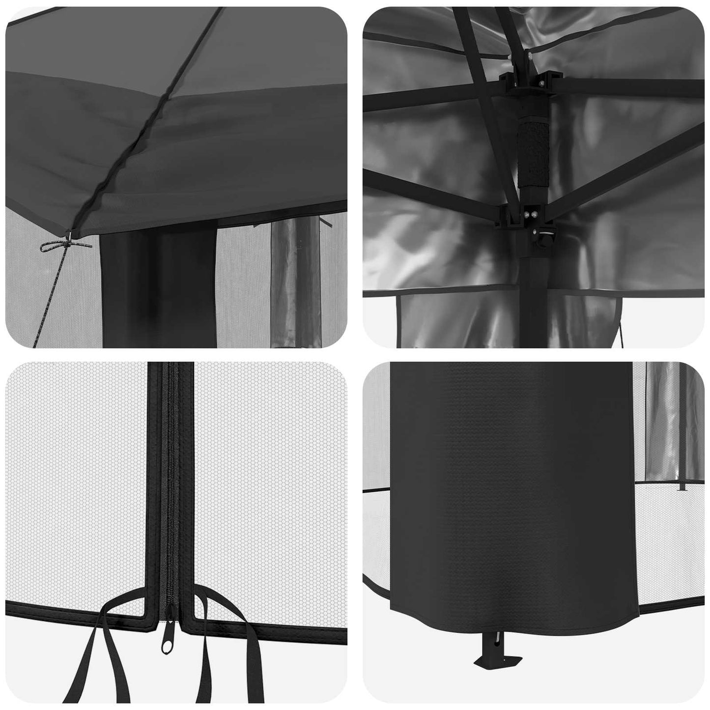 vidaXL Κιόσκι με 4 Πλαϊνές Τοίχους 3,3 x 3,3 μ