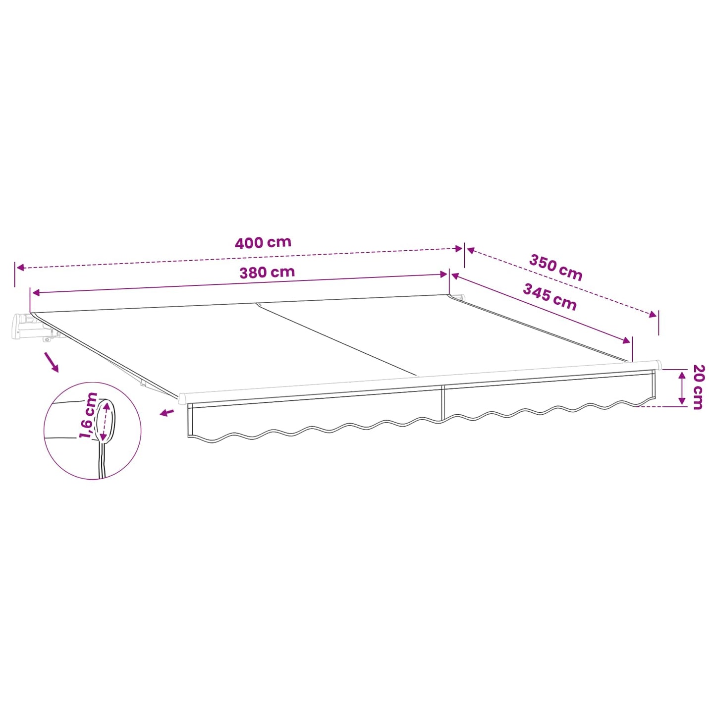 vidaXL Ύφασμα αντικατάστασης τέντας Άμμος 381 x 345 εκ Πολυεστέρας