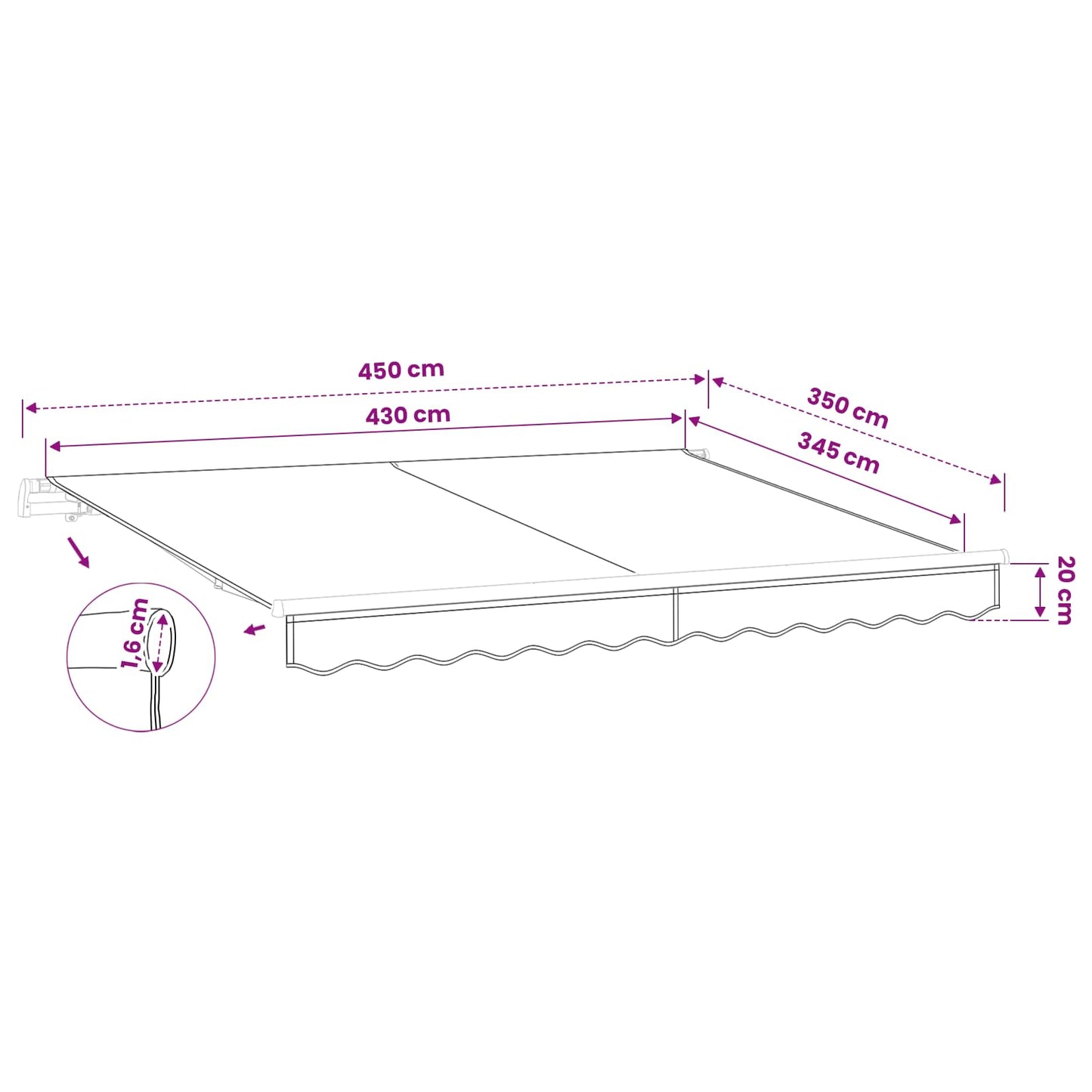 vidaXL Ύφασμα αντικατάστασης τέντας Taupe 431 x 345 εκ. Πολυεστέρας