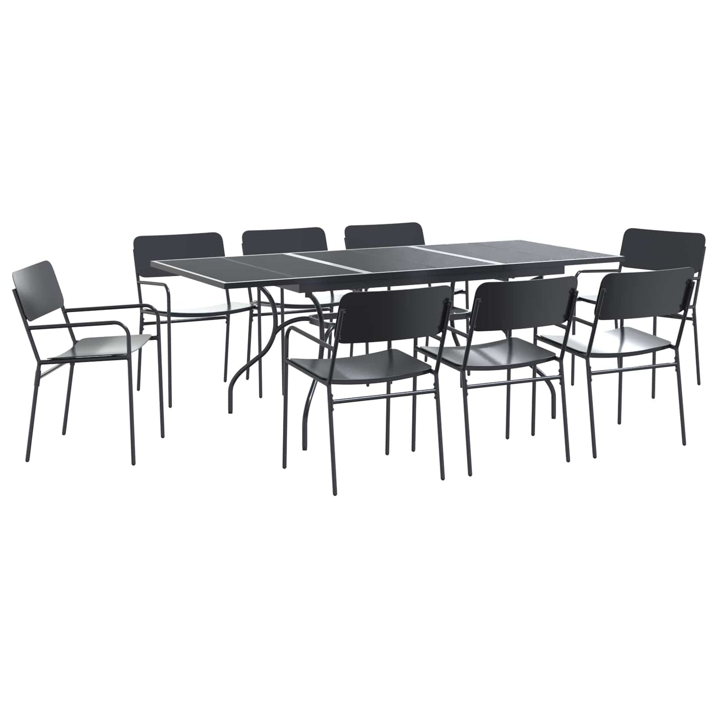 vidaXL Σέτ φαγητού για κήπο 9 pcs Ανθρακί Ατσάλι