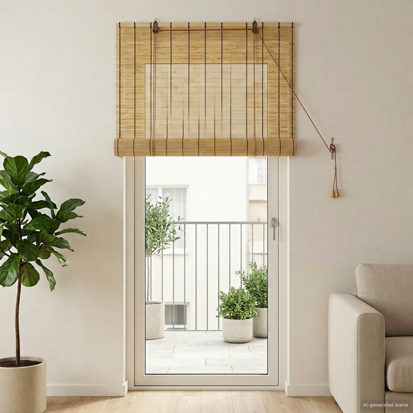 vidaXL Ρόλερ (στόρι) Φυσικό 100 x 220 cm Καλάμι