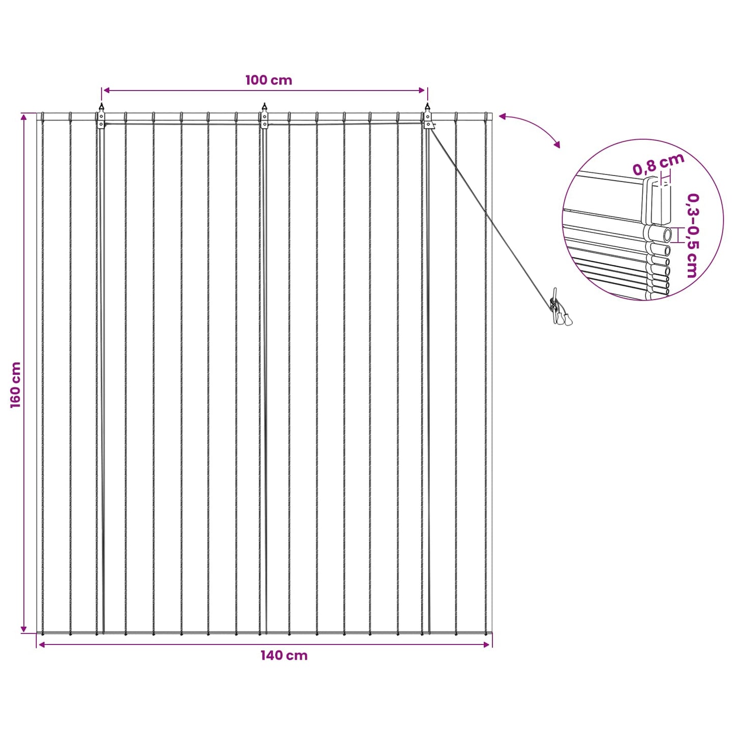 vidaXL Ρόλερ (στόρι) Καφέ 140 x 160 cm Καλάμι