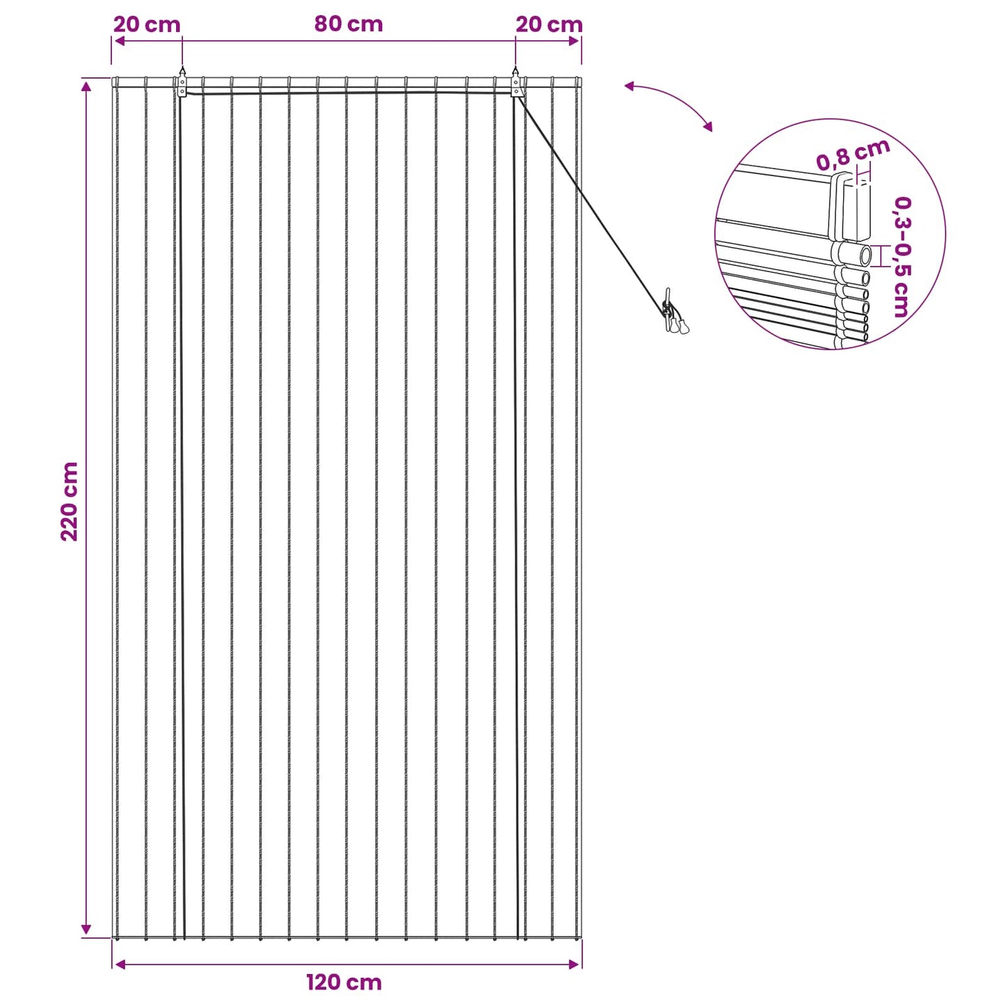 vidaXL Ρόλερ (στόρι) Καφέ 120 x 220 cm Καλάμι