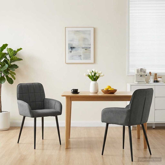vidaXL Καρέκλες φαγητού 2 pcs Βελούδο Σκούρο Γκρι 57 x 50 x 85 εκ.