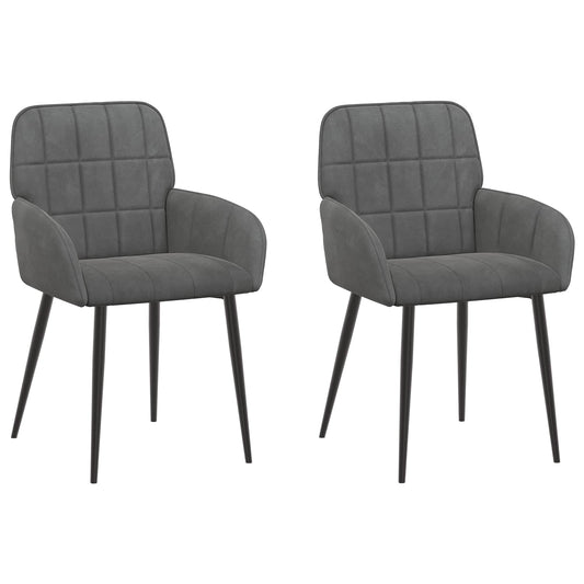 vidaXL Καρέκλες φαγητού 2 pcs Βελούδο Σκούρο Γκρι 57 x 50 x 85 εκ.