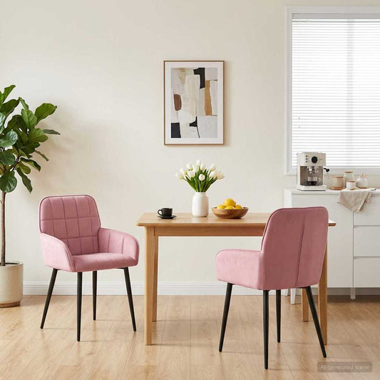 vidaXL Καρέκλες φαγητού 2 pcs Βελούδο Ροζ 57 x 50 x 85 εκ.