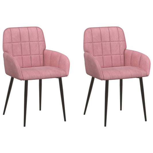 vidaXL Καρέκλες φαγητού 2 pcs Βελούδο Ροζ 57 x 50 x 85 εκ.