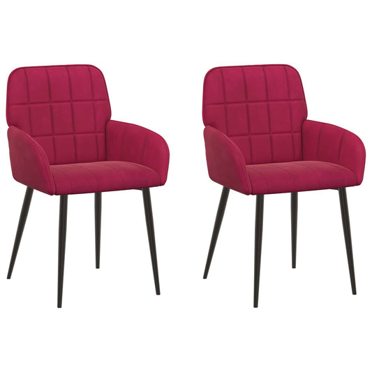 vidaXL Καρέκλες φαγητού 2 pcs Βελούδο Κόκκινο 57 x 50 x 85 εκ.
