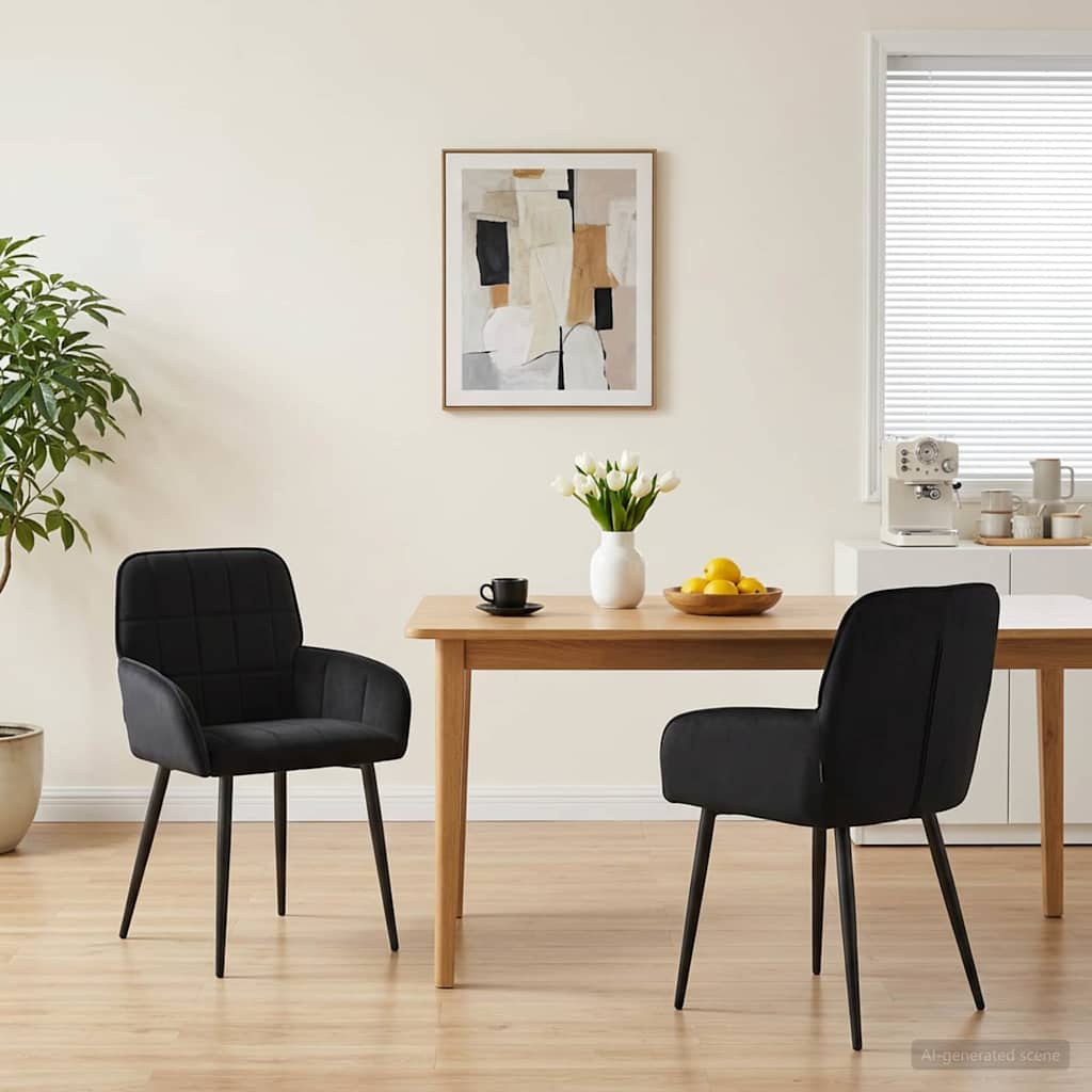 vidaXL Καρέκλες φαγητού 2 pcs Βελούδο Μαύρο 57 x 50 x 85 εκ.