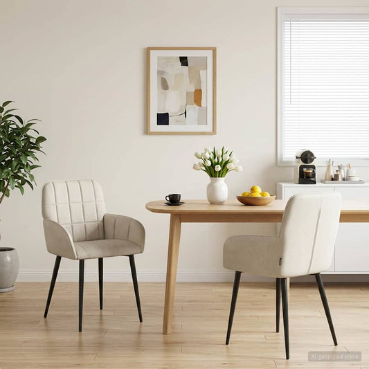 vidaXL Καρέκλες φαγητού 2 pcs Βελούδο Κρεμ 57 x 50 x 85 εκ.