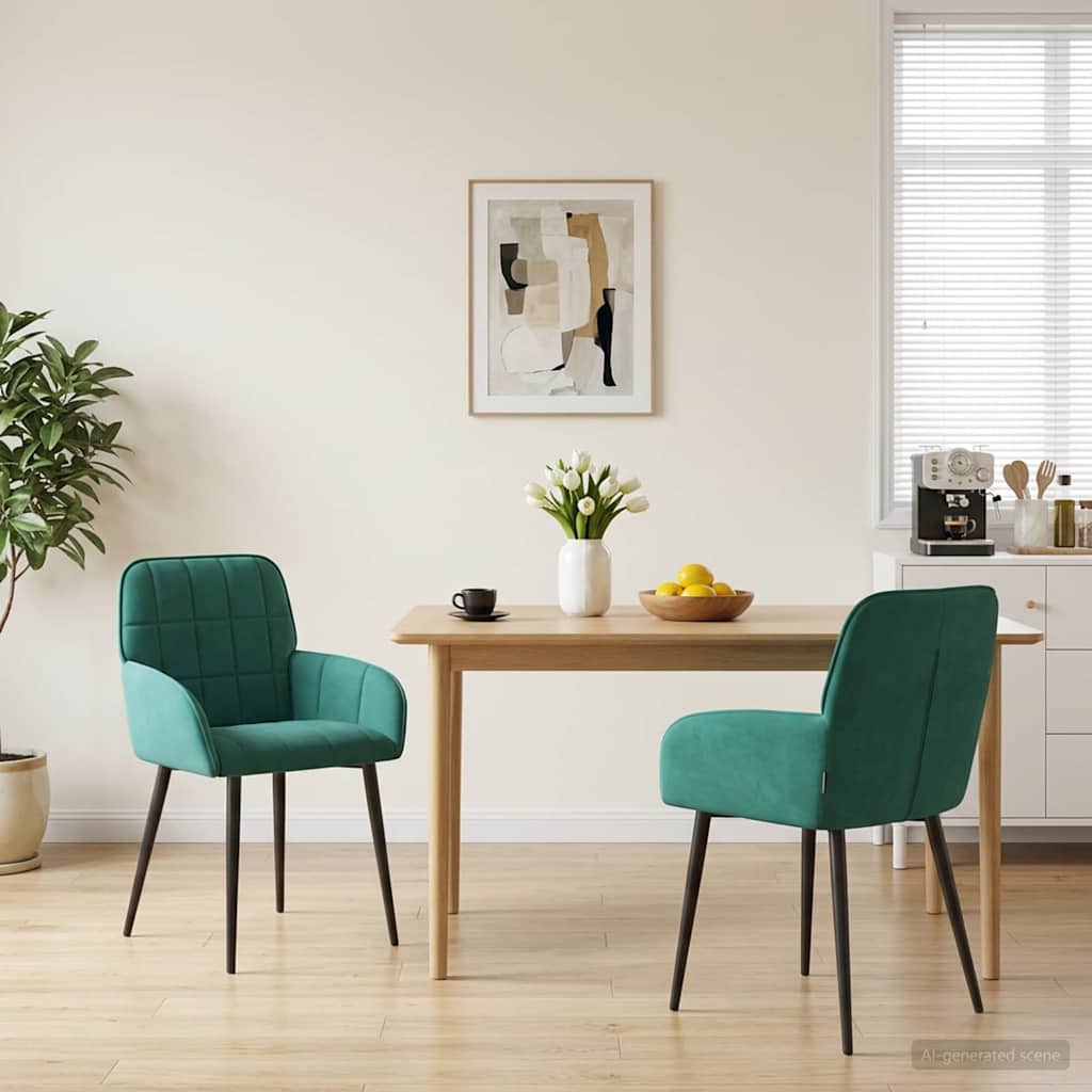 vidaXL Καρέκλες φαγητού 2 pcs Βελούδο Τιρκουάζ 57 x 50 x 85 εκ.