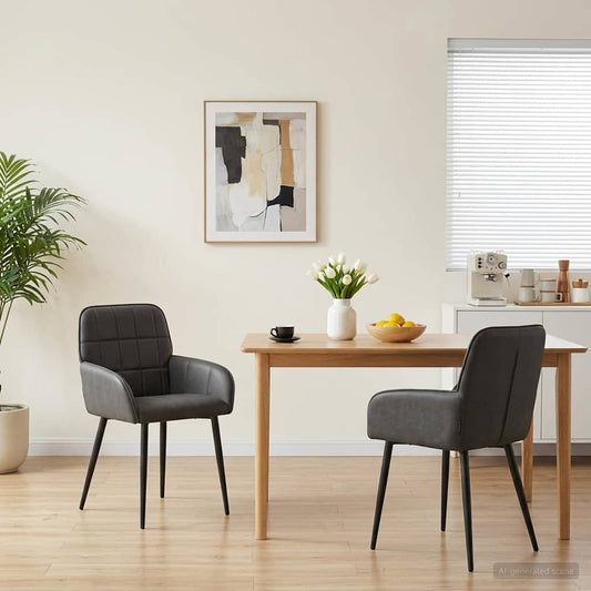 vidaXL Καρέκλες φαγητού 2 pcs Τεχνητό Δέρμα Μαύρο 57 x 50 x 85 εκ.