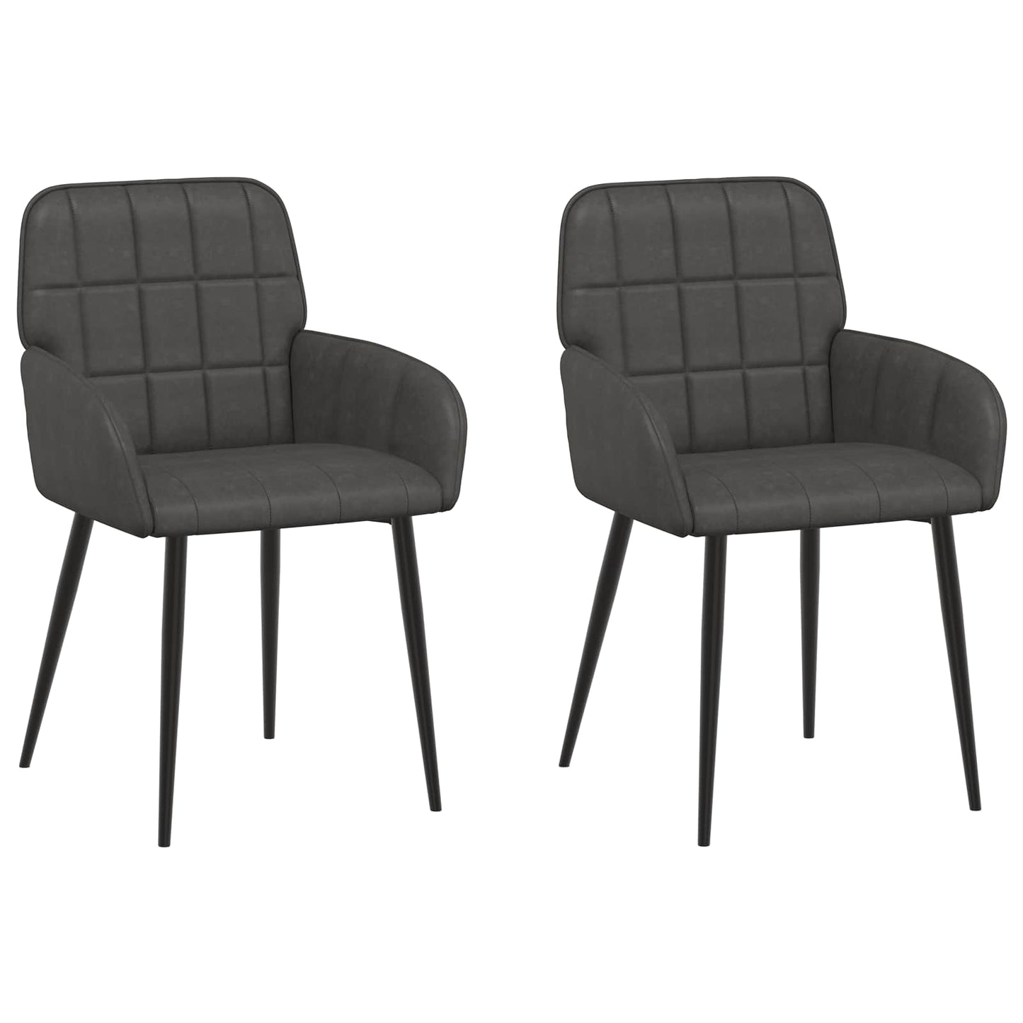 vidaXL Καρέκλες φαγητού 2 pcs Τεχνητό Δέρμα Μαύρο 57 x 50 x 85 εκ.