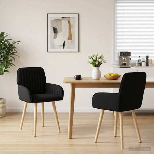 vidaXL Καρέκλες φαγητού 2 pcs Ύφασμα Μαύρο 56,5 x 50 x 87,5 εκ.