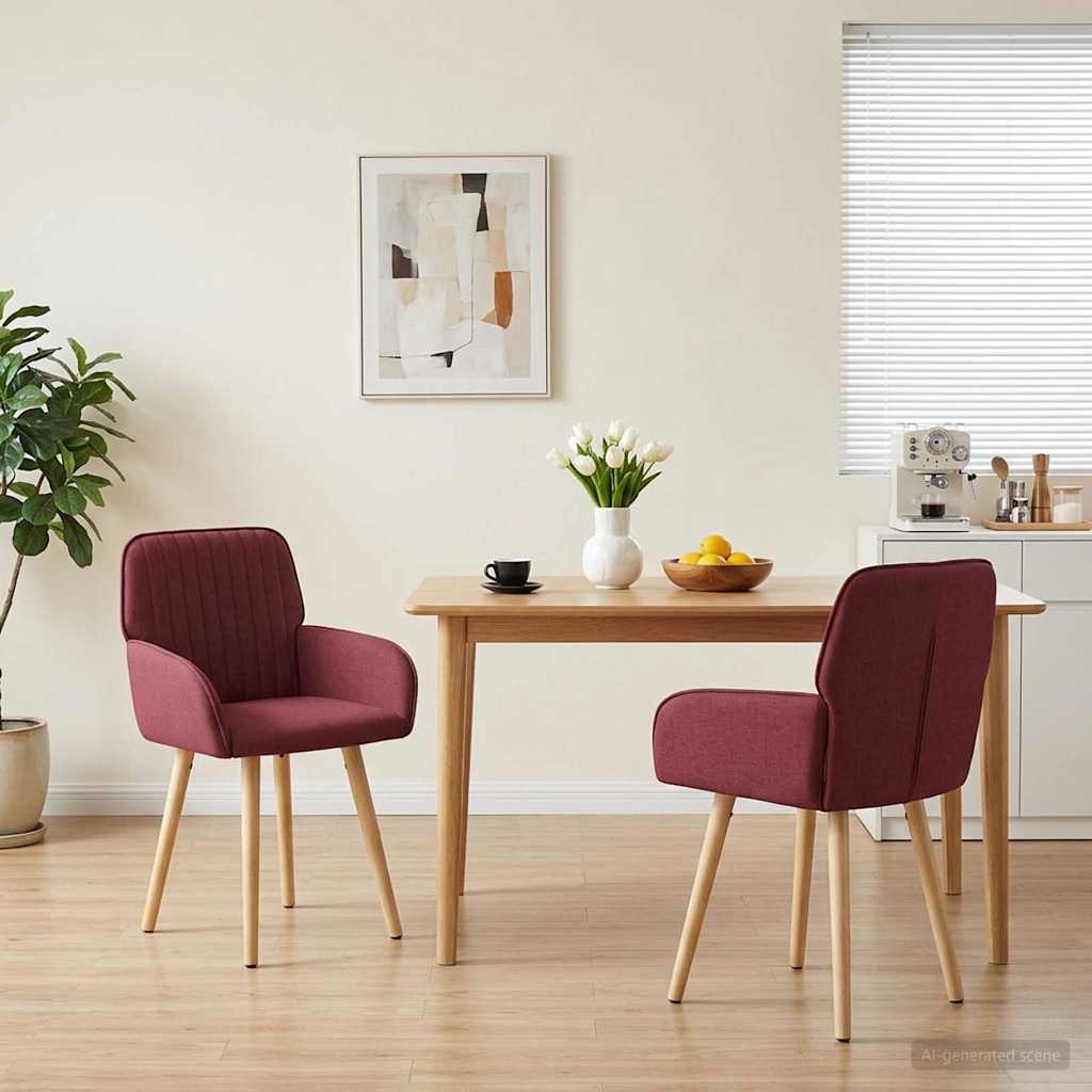 vidaXL Καρέκλες φαγητού 2 pcs Ύφασμα Κόκκινο 56,5 x 50 x 87,5 εκ.
