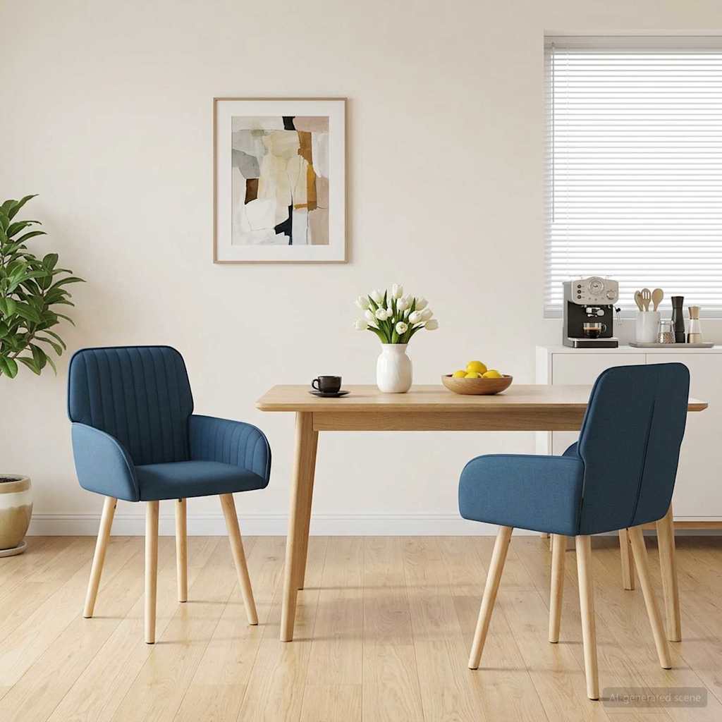 vidaXL Καρέκλες φαγητού 2 pcs Ύφασμα Μπλε 56,5 x 50 x 87,5 εκ.