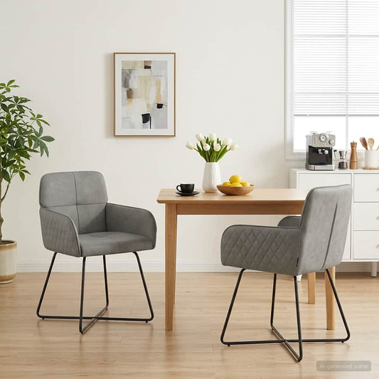 vidaXL Καρέκλες φαγητού 2 pcs Βελούδο Ανοιχτό γκρι 59 x 56,5 x 86 εκ.
