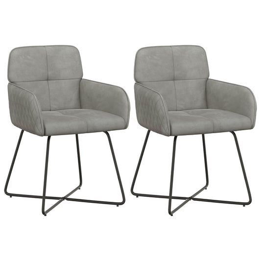 vidaXL Καρέκλες φαγητού 2 pcs Βελούδο Ανοιχτό γκρι 59 x 56,5 x 86 εκ.