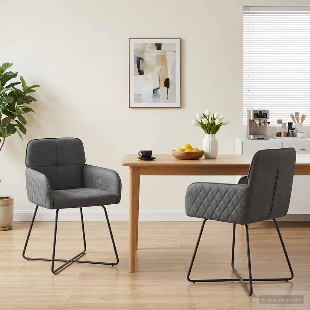 vidaXL Καρέκλες φαγητού 2 pcs Βελούδο Σκούρο Γκρι 59 x 56,5 x 86 εκ.