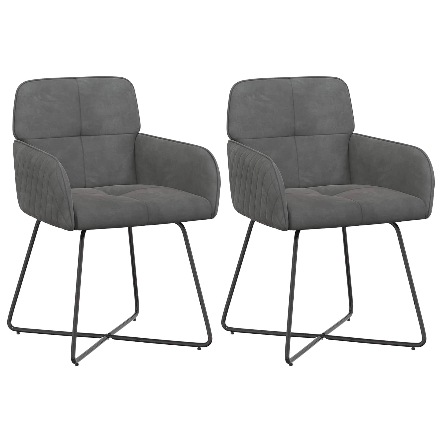 vidaXL Καρέκλες φαγητού 2 pcs Βελούδο Σκούρο Γκρι 59 x 56,5 x 86 εκ.