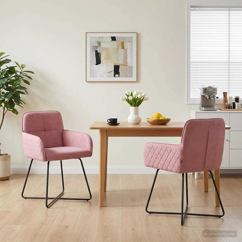 vidaXL Καρέκλες φαγητού 2 pcs Βελούδο Ροζ 59 x 56,5 x 86 εκ.