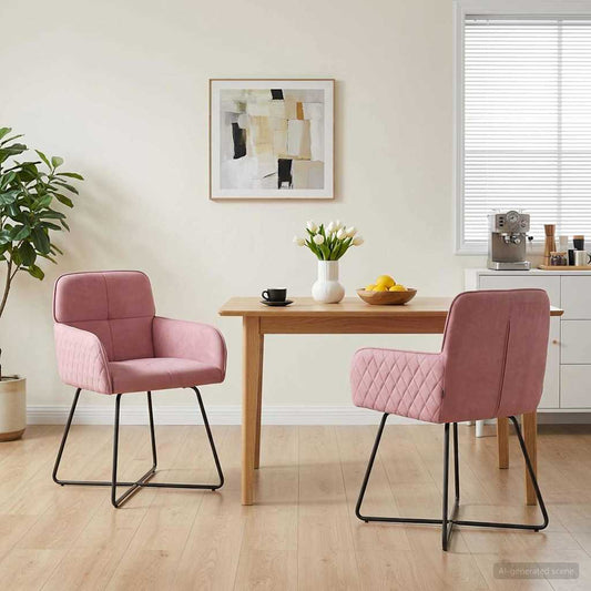 vidaXL Καρέκλες φαγητού 2 pcs Βελούδο Ροζ 59 x 56,5 x 86 εκ.